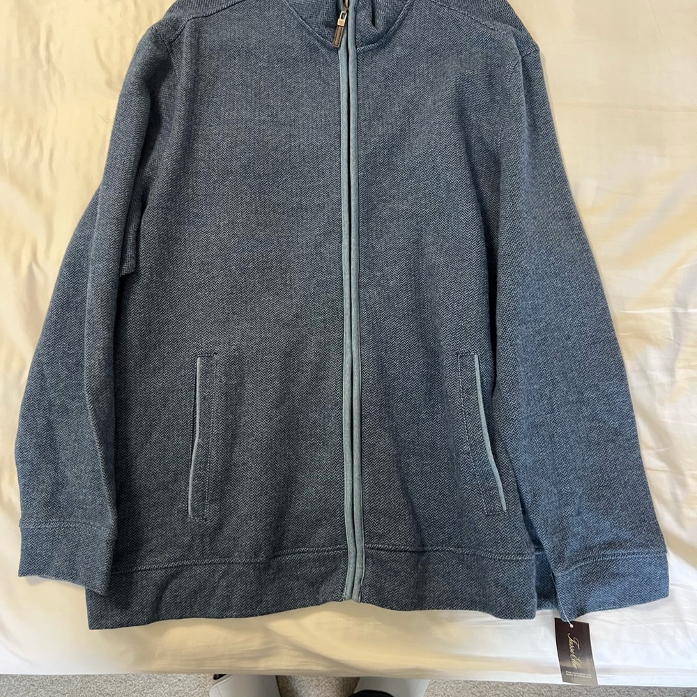 Tasso Elba Men's Heathered Blue Zip-Up Sweater